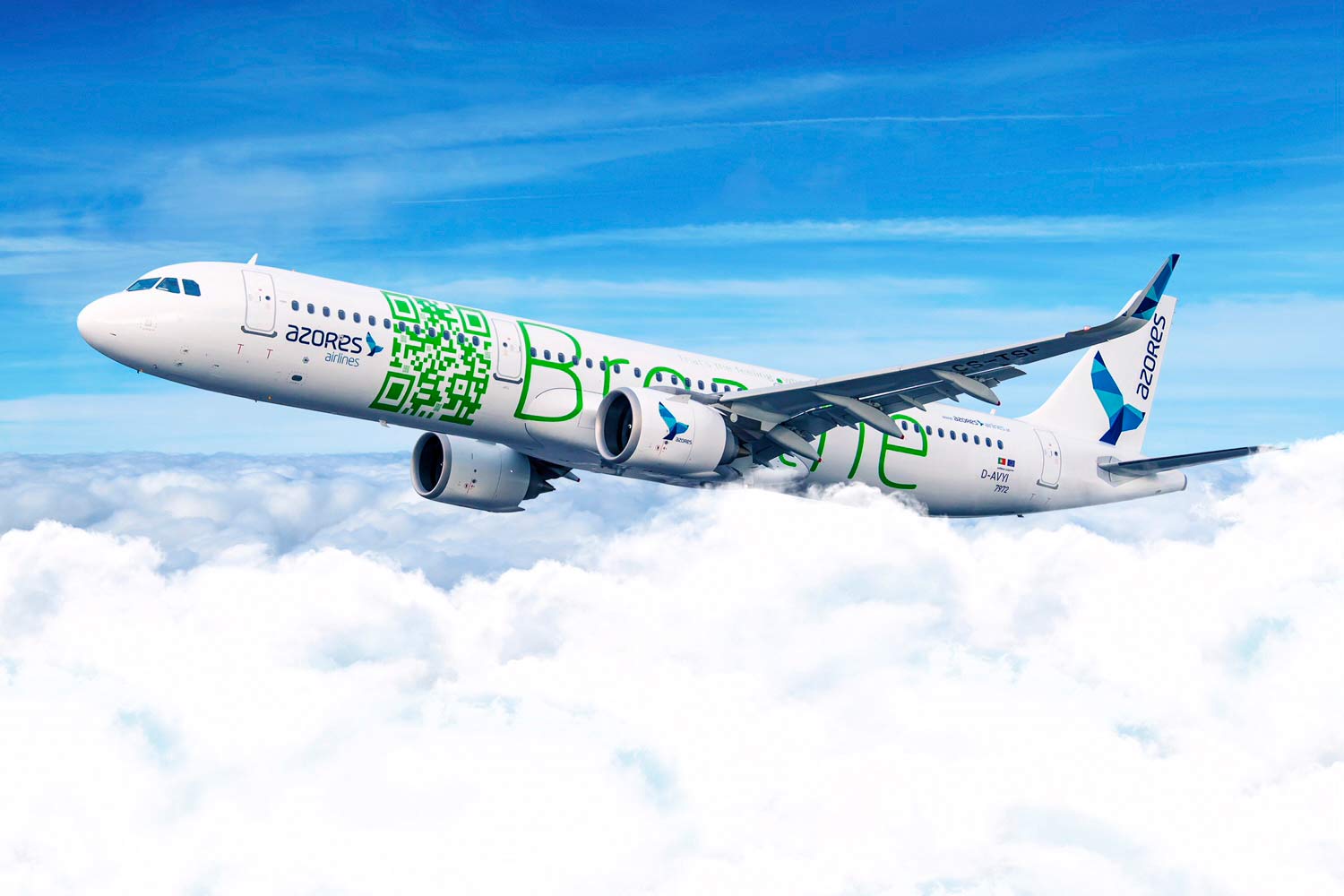  avião da Azores airlines no ar 