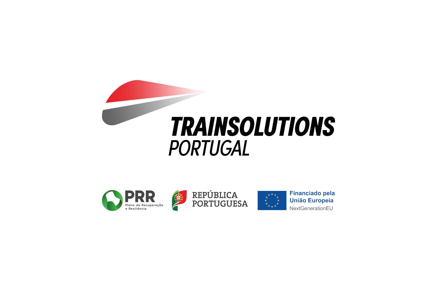 Logos Trains Solutions Portugal, PPT, República Portuguesa and Financiamento da União Europeia.