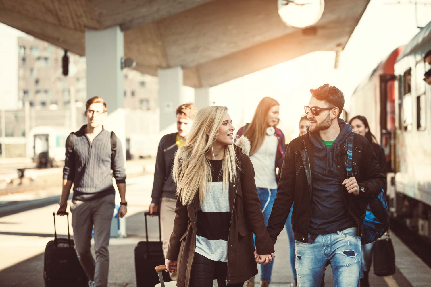  Group of customers on the platform.
      